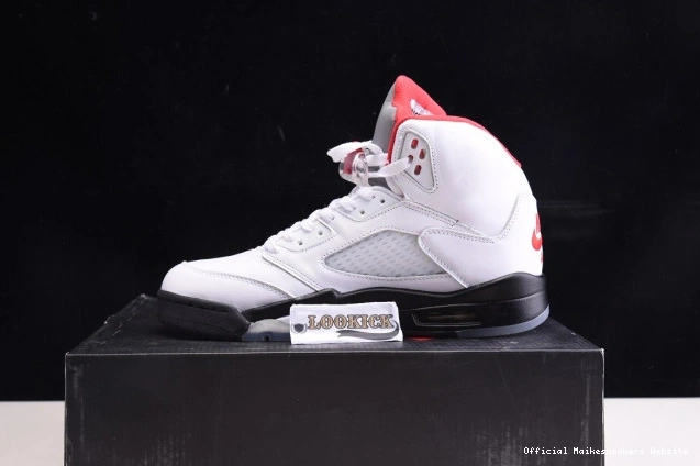 Official Maikesneakers Red Retro Air 5 Jordan Fire (2020) DA1911-102 Tongue Silver 0803